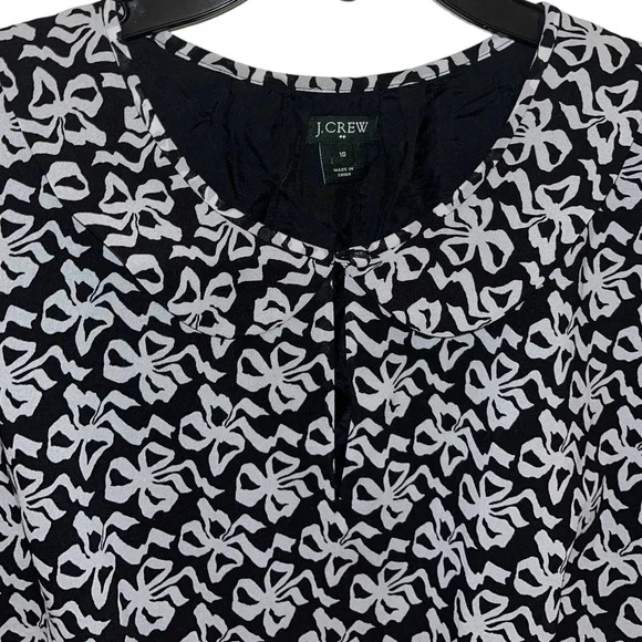 J. Crew Bow Tie Print Dress with Peter Pan Collar Size 10 - Picture 4 of 4